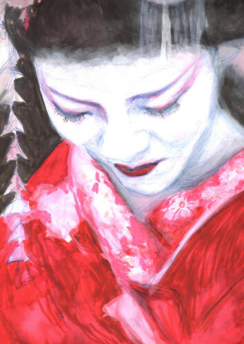 Geisha Red Kimono