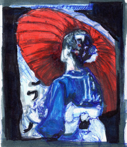 Geisha with umbrella